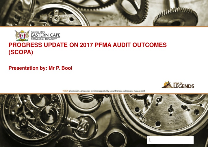 progress update on 2017 pfma audit outcomes scopa n.w