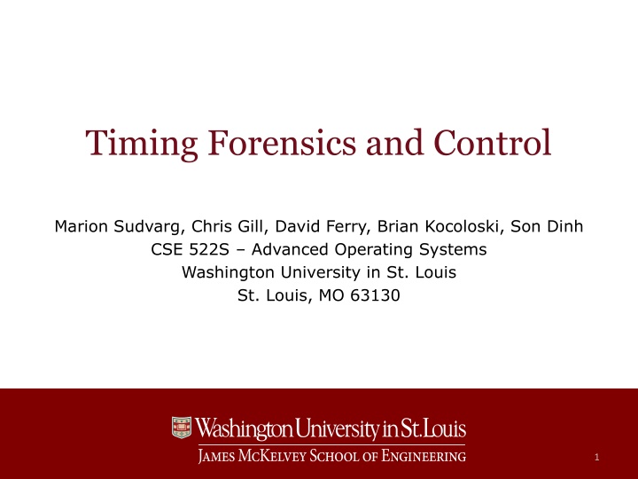 timing forensics and control n.w