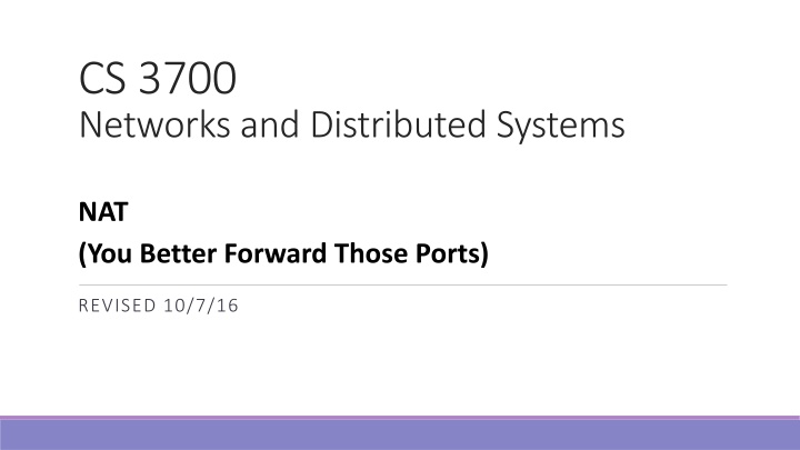cs 3700 networks and distributed systems n.w