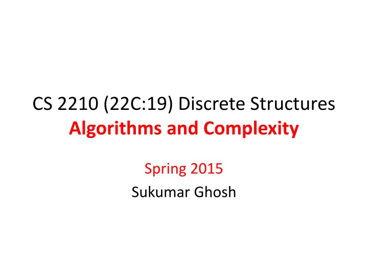 cs 2210 22c 19 discrete structures algorithms n.w