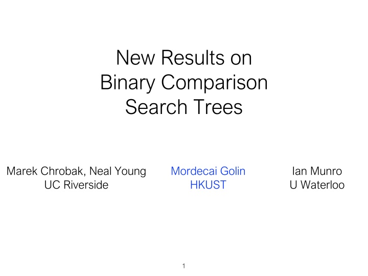 new results on binary comparison search trees n.w