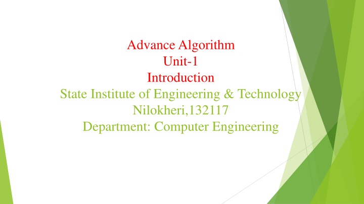 advance algorithm unit 1 introduction n.w