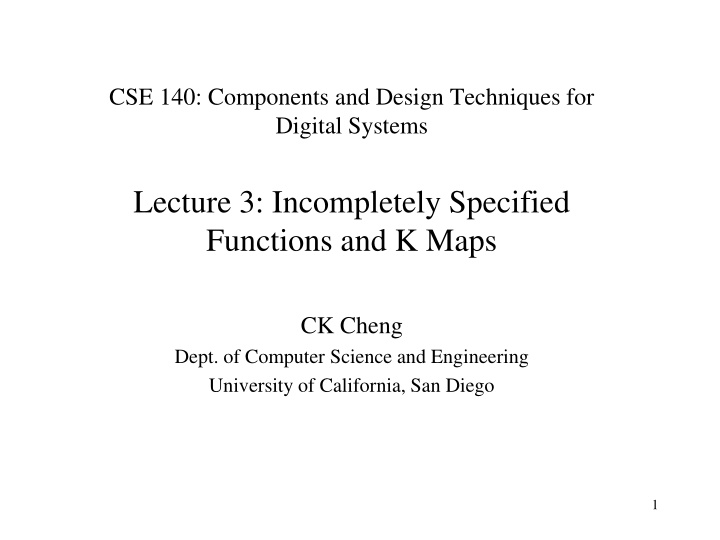 cse 140 components and design techniques n.w
