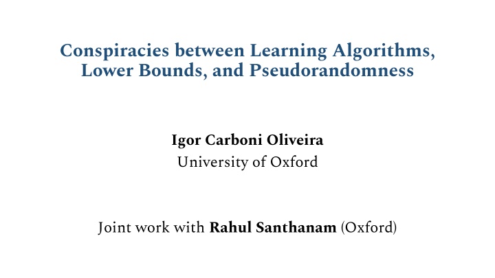 conspiracies between learning algorithms lower n.w