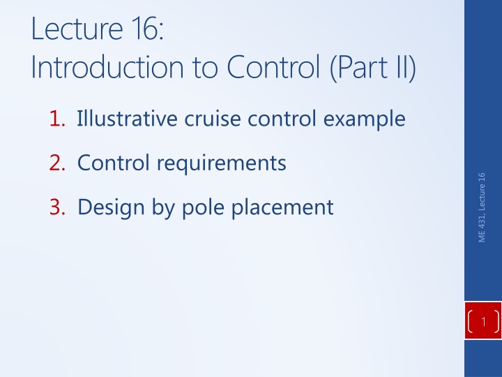 lecture 16 introduction to control part ii n.w