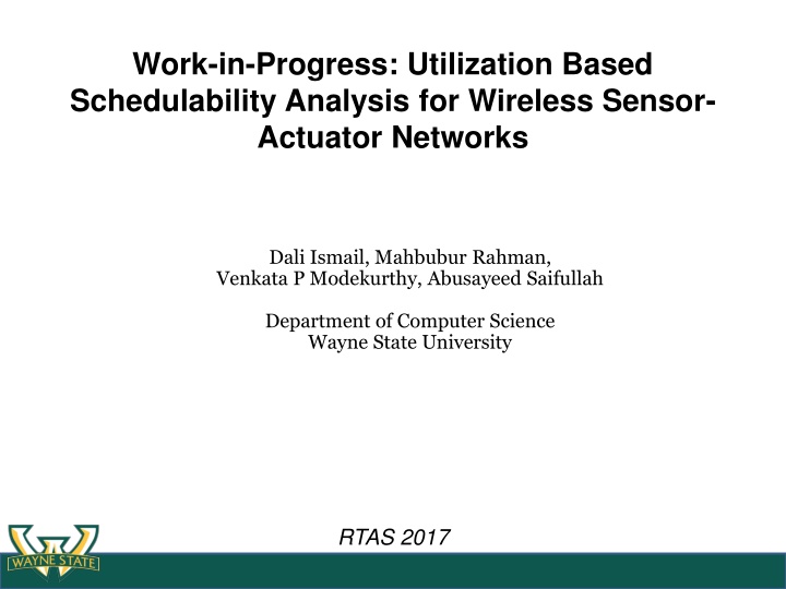work in progress utilization based schedulability n.w