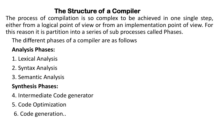 the the structure of a compiler structure n.w