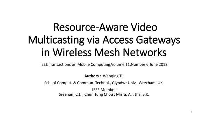 resource resource aware video aware video n.w