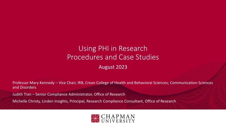 using phi in research procedures and case studies n.w