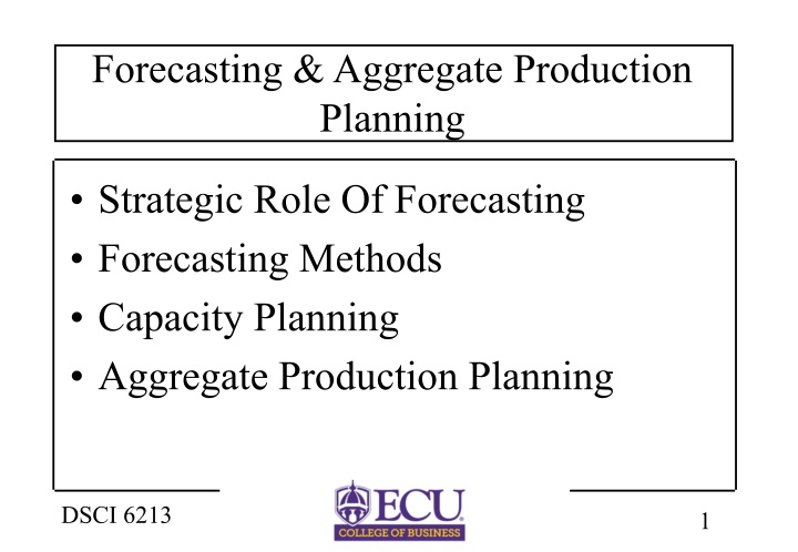 forecasting aggregate production planning n.w
