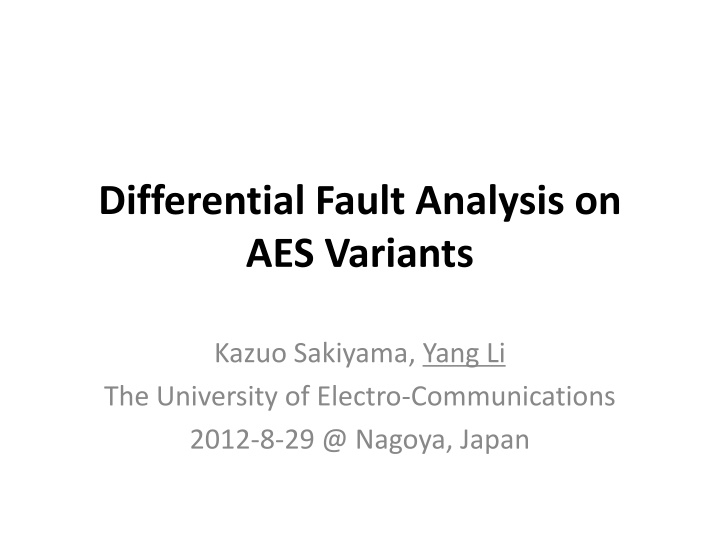 differential fault analysis on aes variants n.w