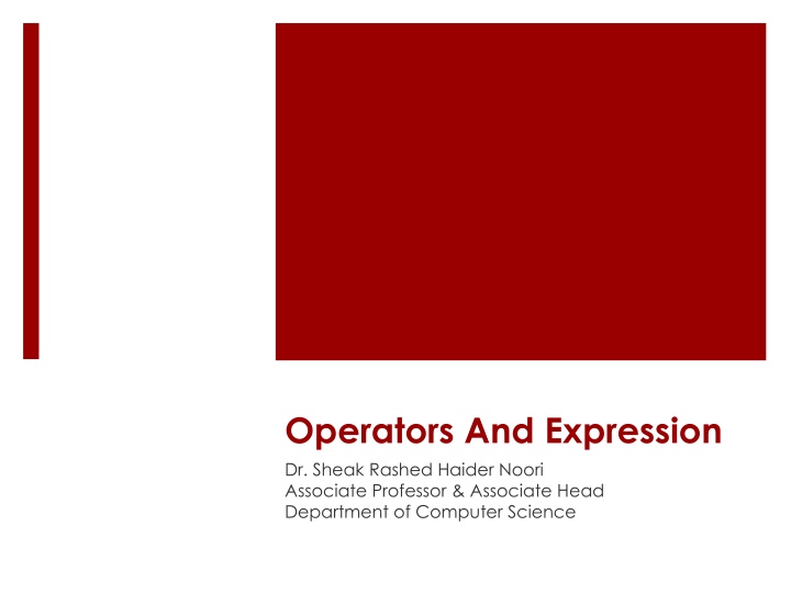 operators and expression dr sheak rashed haider n.w