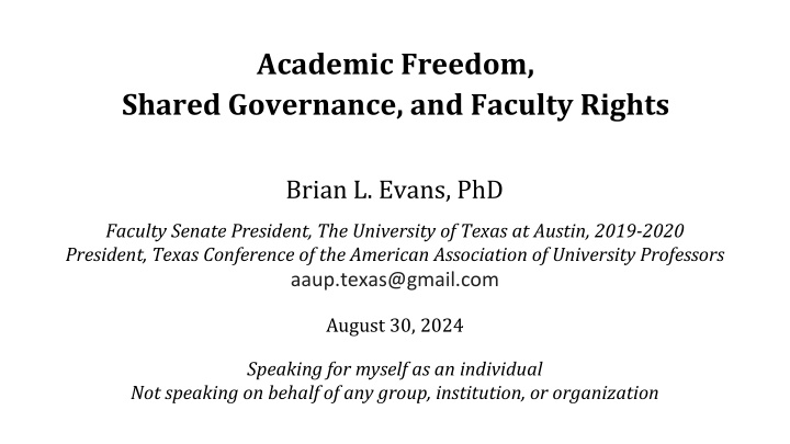academic freedom shared governance and faculty n.w