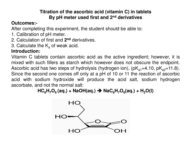 titration of the ascorbic acid vitamin n.w