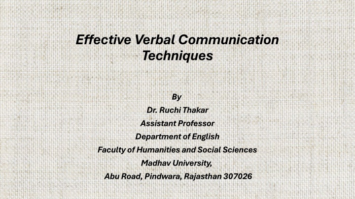 effective verbal communication techniques n.w