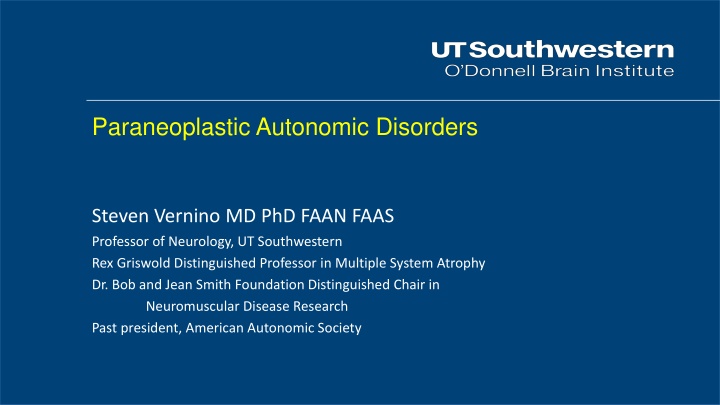 paraneoplastic autonomic disorders n.w