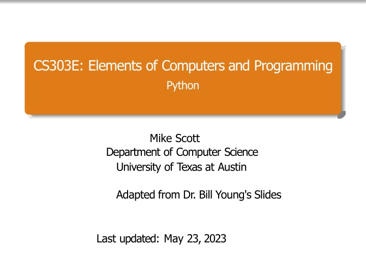 cs303e elements of computers and programming n.w