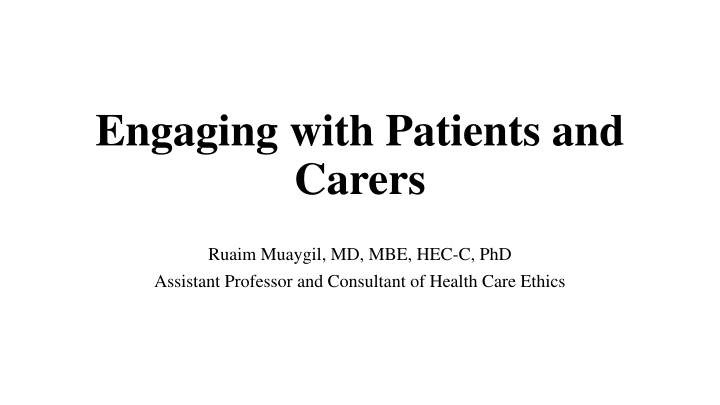 engaging with patients and carers n.w