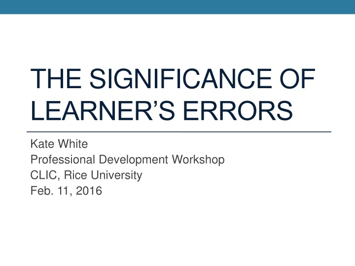 the significance of learner s errors n.w