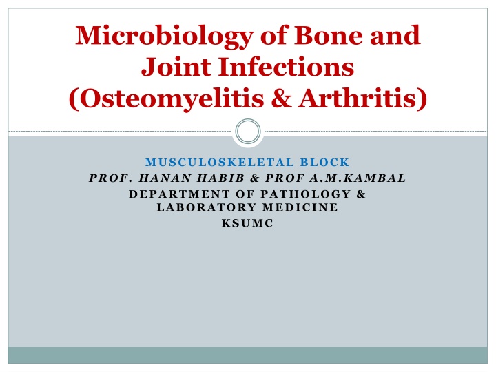 microbiology of bone and joint infections n.w