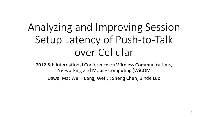 analyzing and improving session setup latency n.w