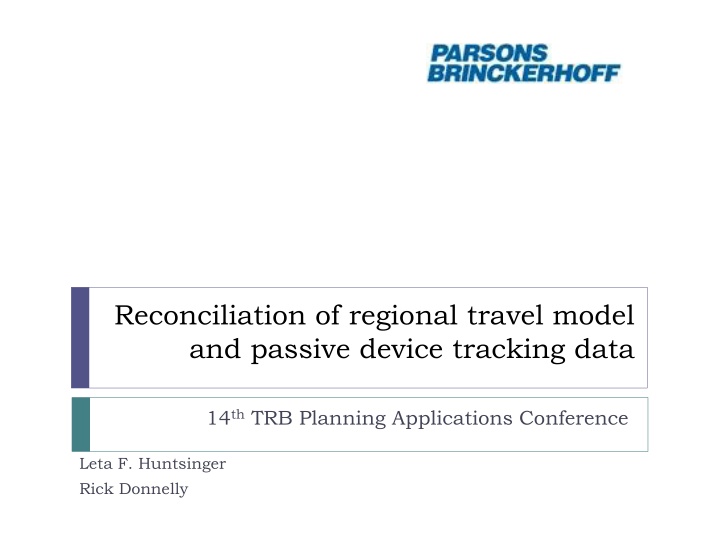 reconciliation of regional travel model n.w