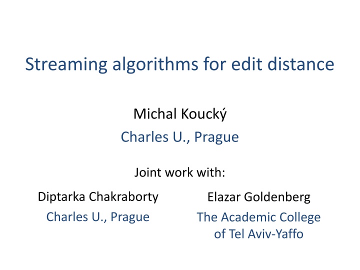 streaming algorithms for edit distance n.w