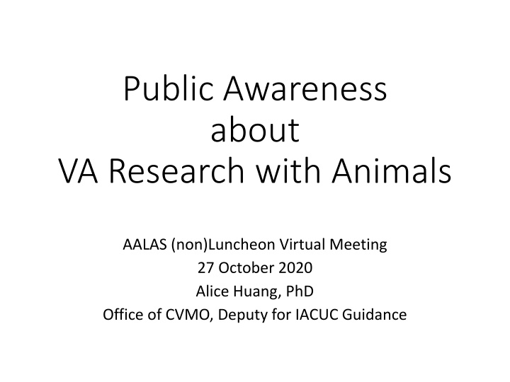 public awareness about va research with animals n.w
