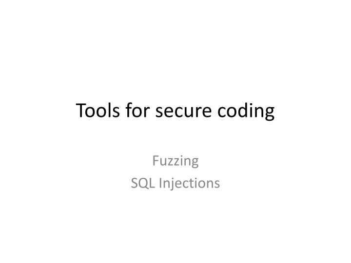 tools for secure coding n.w