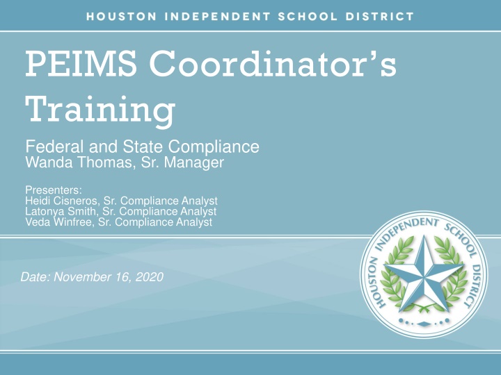 peims coordinator s training federal and state n.w