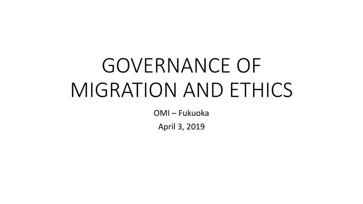 governance of migration and ethics n.w