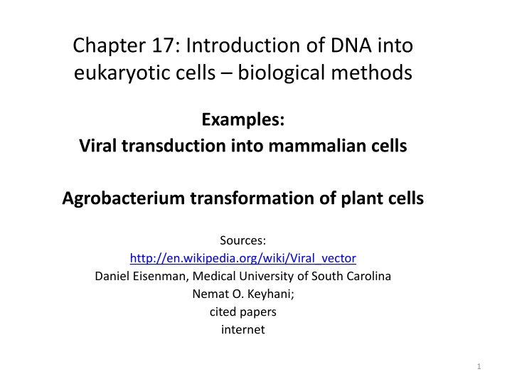 chapter 17 introduction of dna into eukaryotic n.w