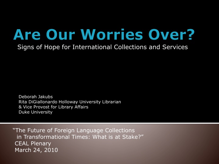 signs of hope for international collections n.w