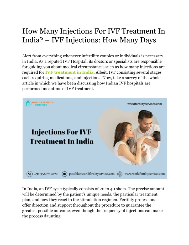 how many injections for ivf treatment in india n.w