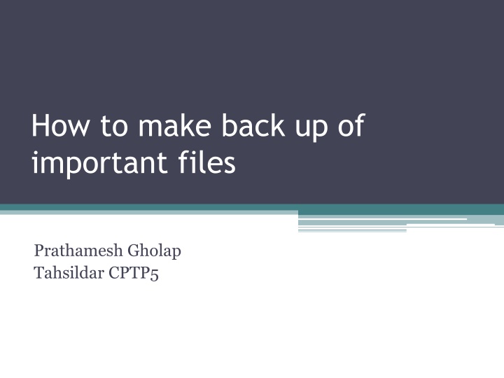 how to make back up of important files n.w
