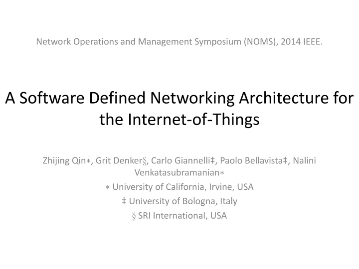 network operations and management symposium noms n.w