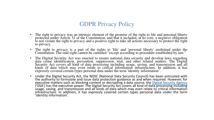 gdpr privacy policy n.w