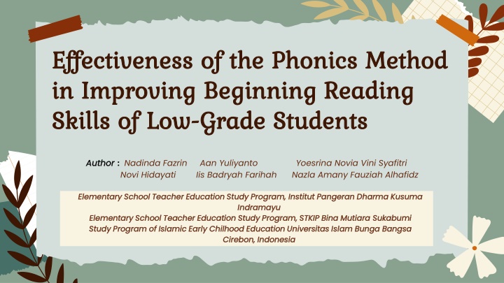 effectiveness of the phonics method effectiveness n.w