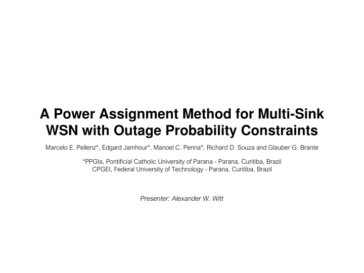 a power assignment method for multi sink wsn with n.w
