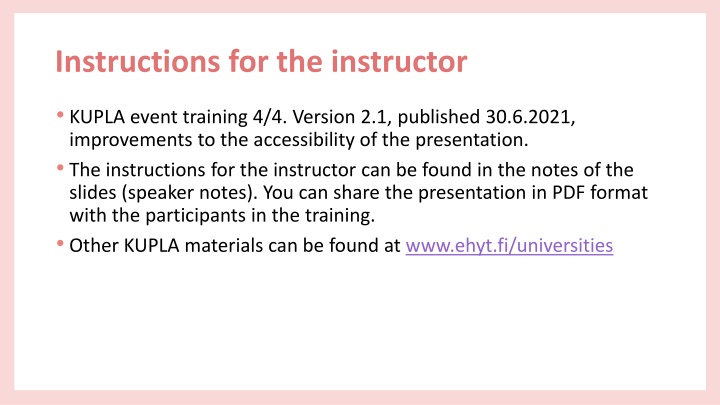 instructions for the instructor n.w