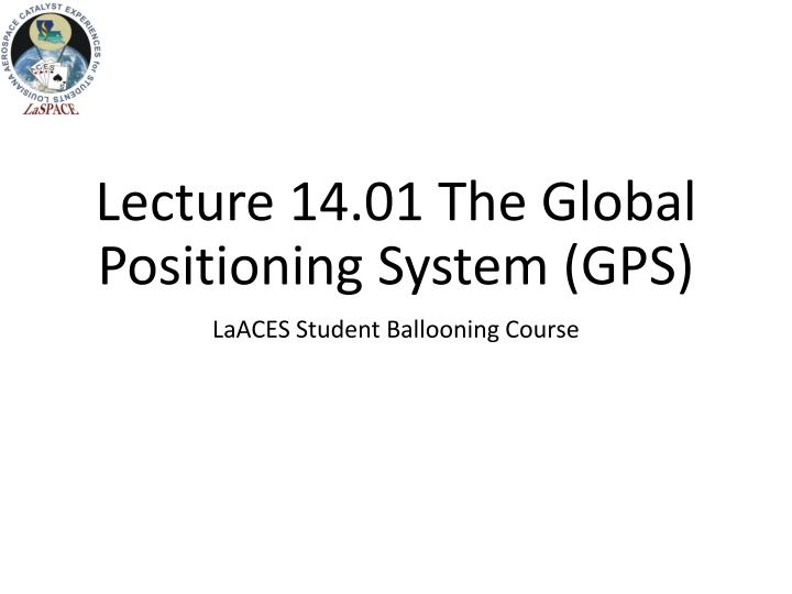 lecture 14 01 the global positioning system gps n.w