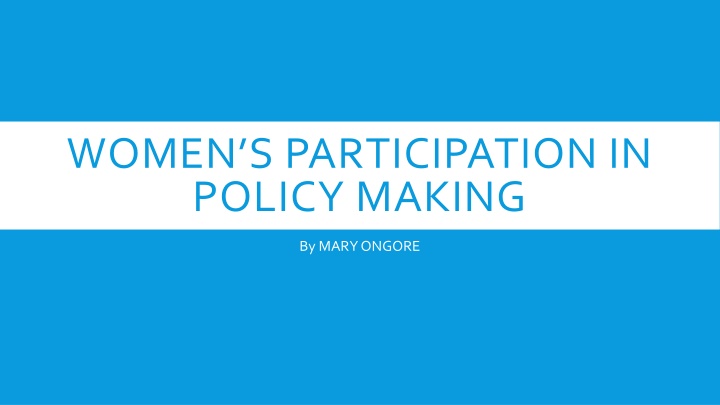 women s participation in policy making n.w