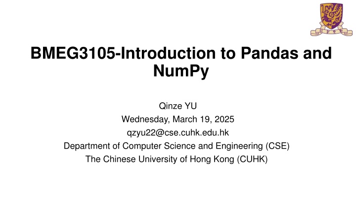 bmeg3105 introduction to pandas and numpy n.w
