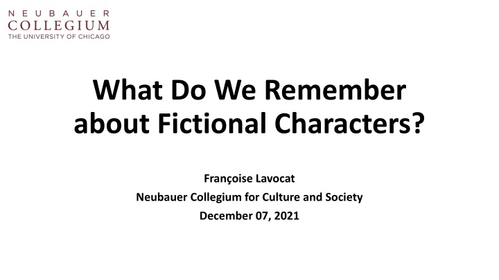 what do we remember about fictional characters n.w