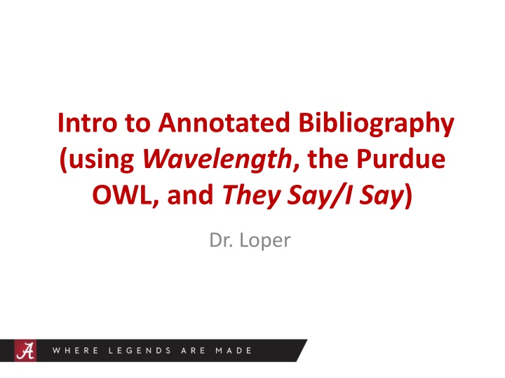 intro to annotated bibliography using wavelength n.w