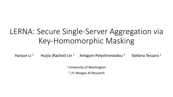 lerna secure single server aggregation n.w