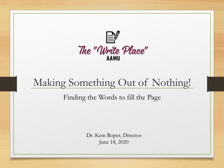making something out of nothing n.w