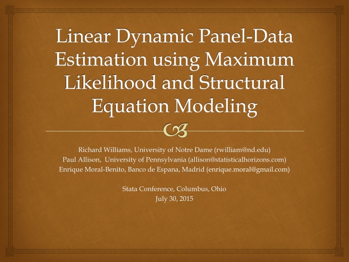linear dynamic panel data estimation using n.w