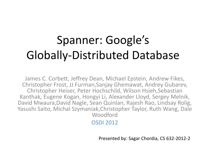 spanner google s globally distributed database n.w