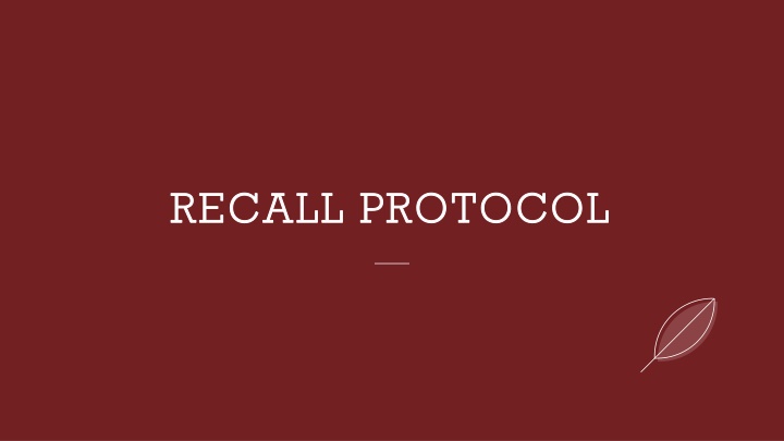 recall protocol recall protocol n.w